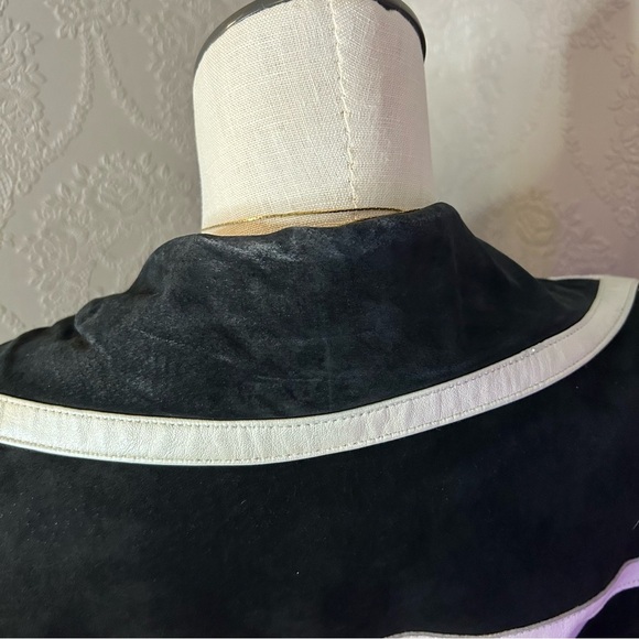 Elegant Black and White Women's Coat Boston Proper S leather coat - Picture 7 of 12